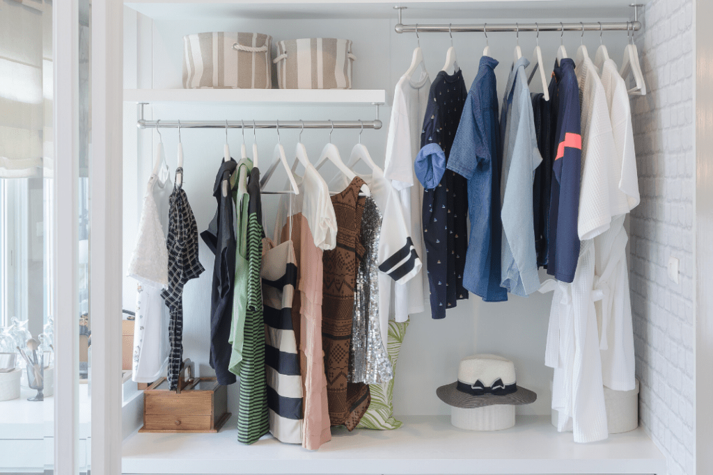 A small closet that's been organized