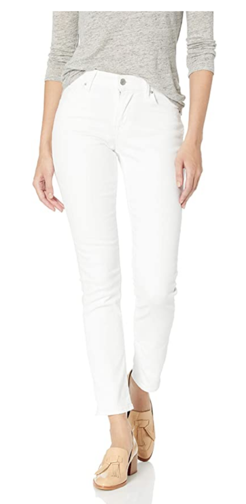 White straight leg jeans