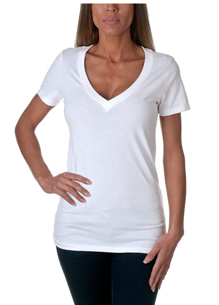 White v-neck tee shirt - classic outfits