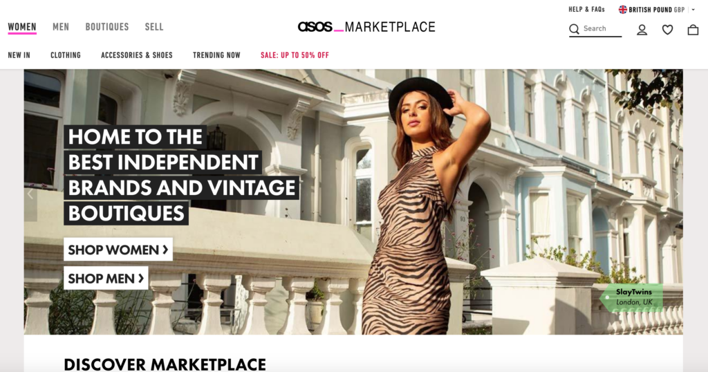 Screenshot of ASOS marketplace, one of our favorite online thrift stores - Other online thrift stores