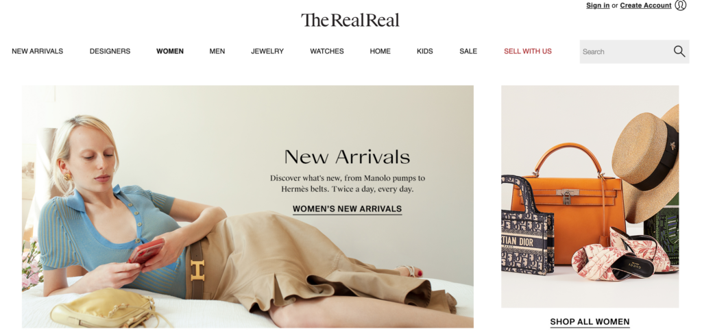 Screenshot of the The RealReal website