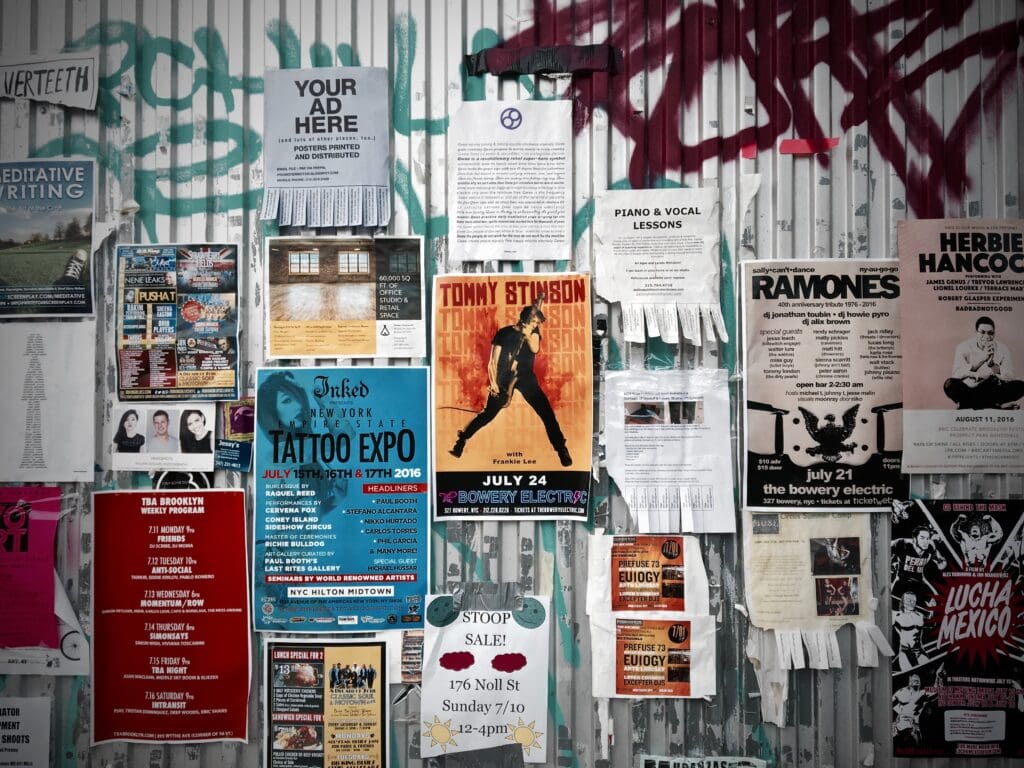 wall of posters