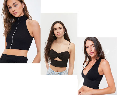 College party clothes: Roundup of cute black crop tops