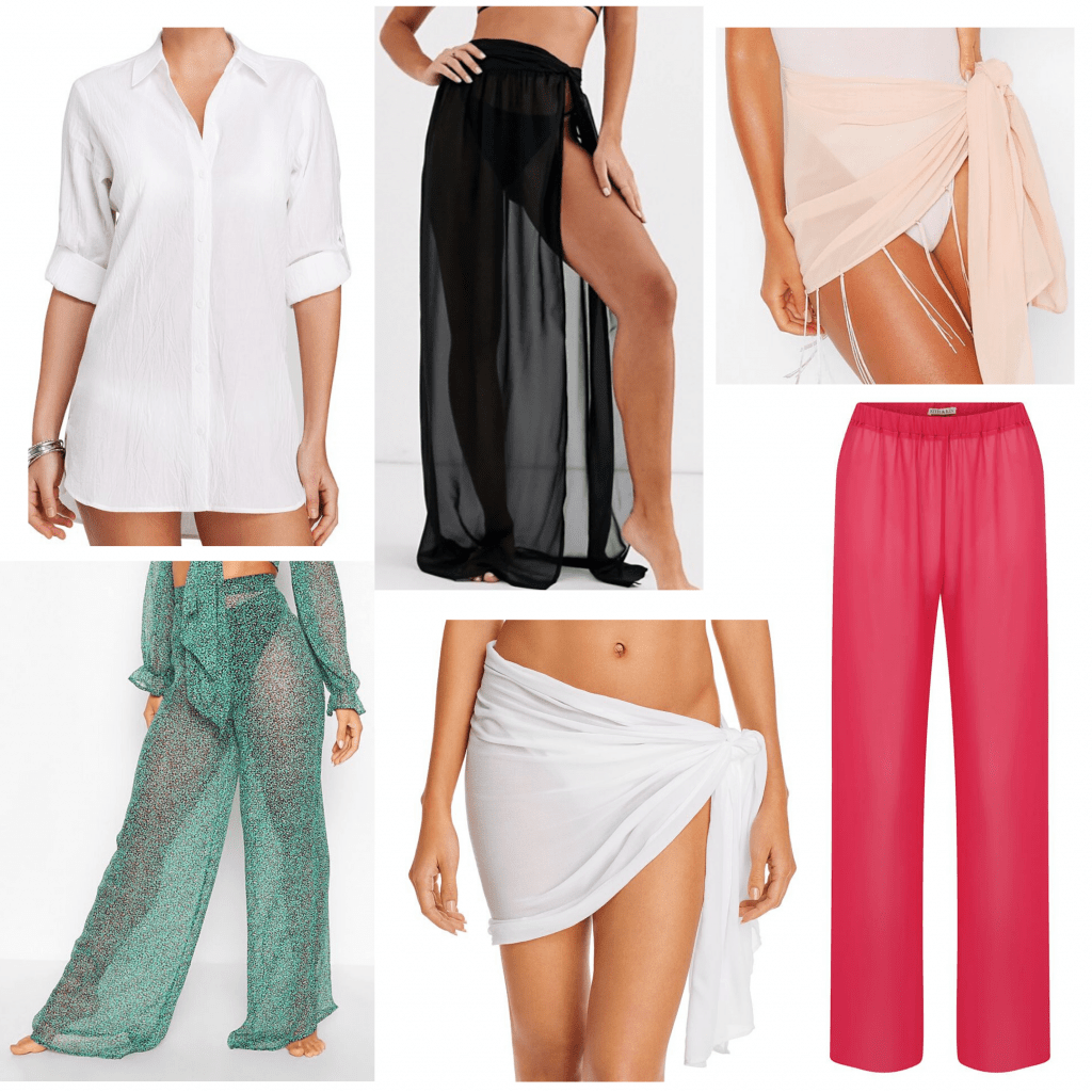 Beach accessories - sarongs and sheer pants to pair with swimwear