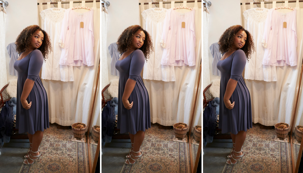 Woman shopping at a consignment store