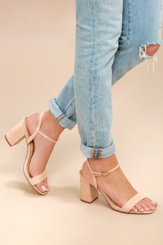 Beige block heels