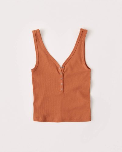 Burnt orange colored button front tank