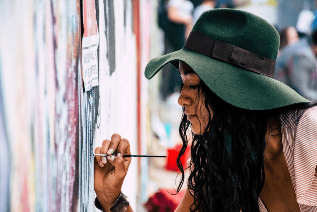 My morning routine: Photo of a woman painting