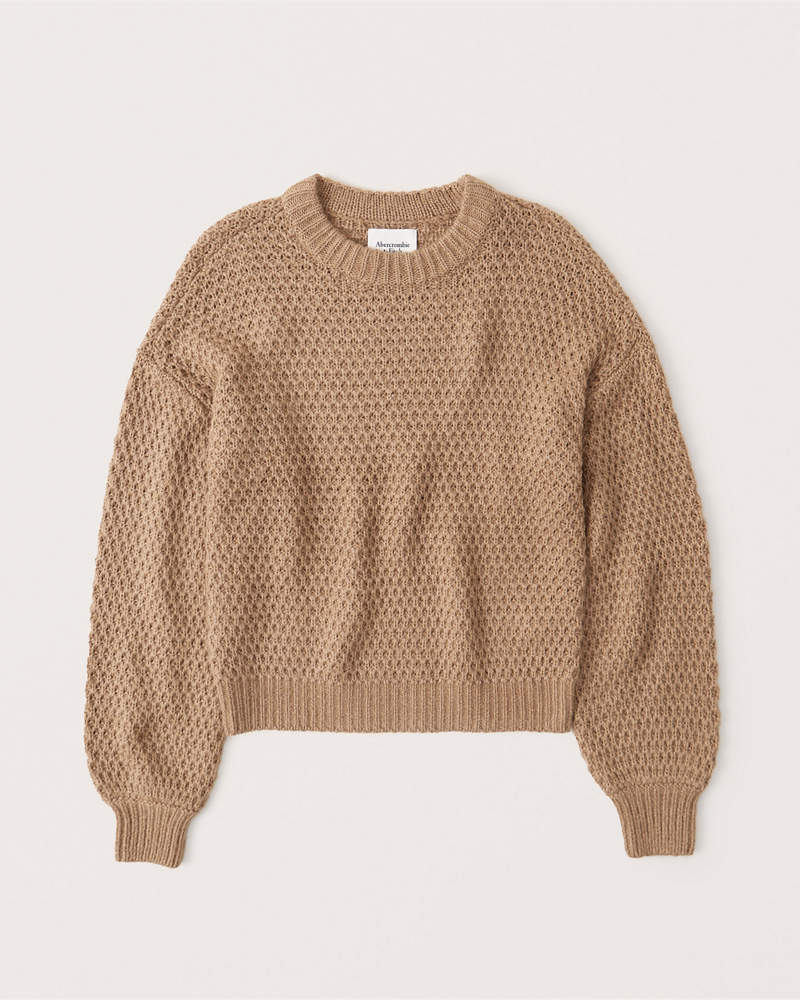 Wool crop sweater Women extra long sleeve sweater