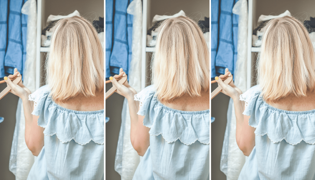 Woman decluttering her closet