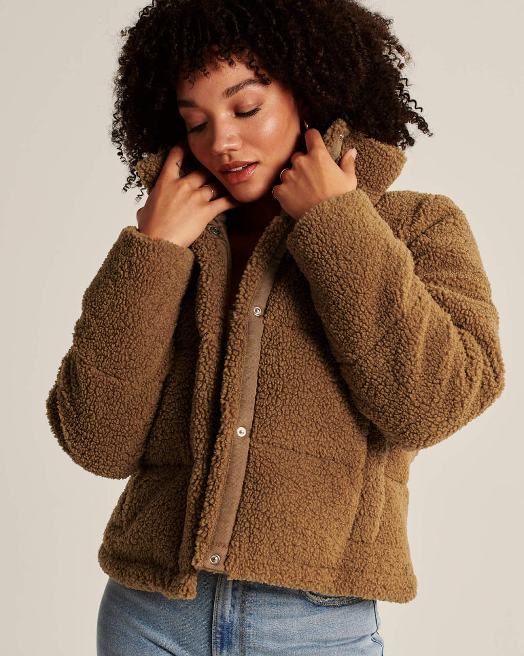 Abercrombie & Fitch Sherpa Mini Puffer Jacket