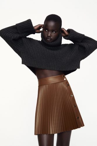 Zara Faux Leather Pleated Mini Skirt