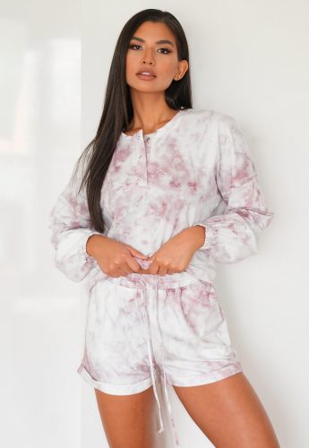 Cozy loungewear sets - Missguided Pink Tie Dye Top and Shorts Loungewear Set