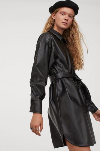 H&M Faux Leather Shirt Dress