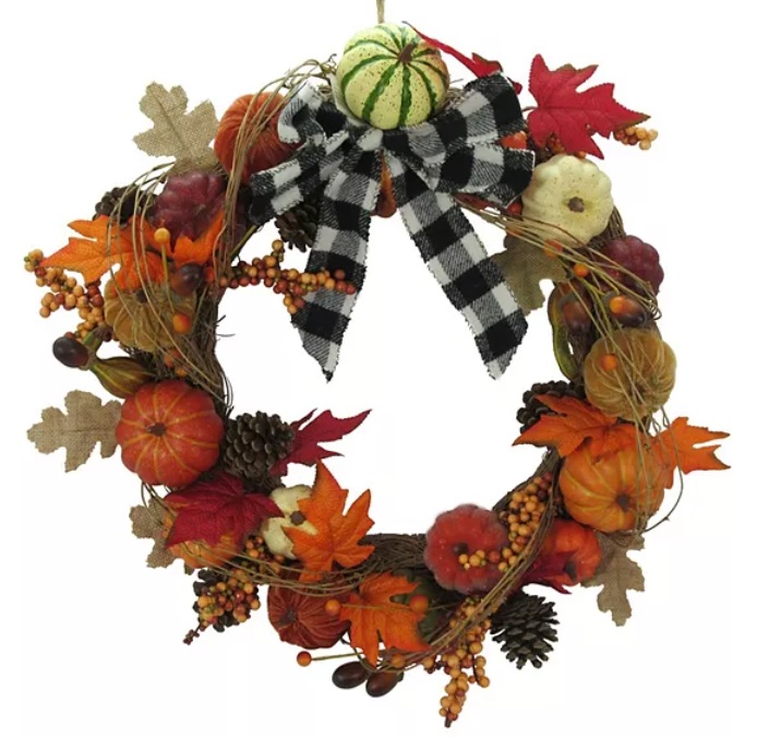 Cozy decor item: fall pumpkin covered wreath