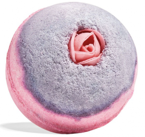 Pink and gray rose shaped bath bomb from Lush