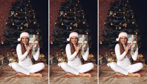 College girl with gift