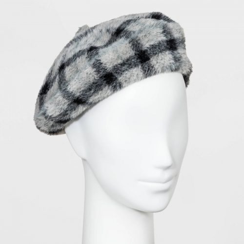 Target Plaid Faux Fur Felt Beret Hat