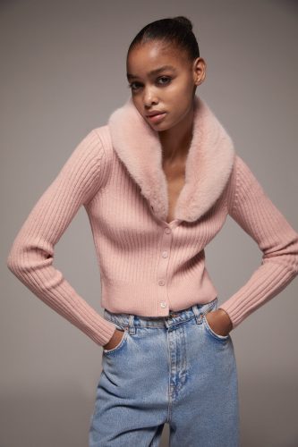 Zara Fur Trim Knit Cardigan