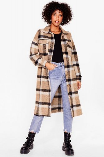 Nasty Gal Checked Faux Wool Jacket