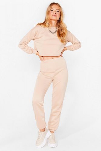 Nasty Gal Cropped Sweatshirt and Joggers Set