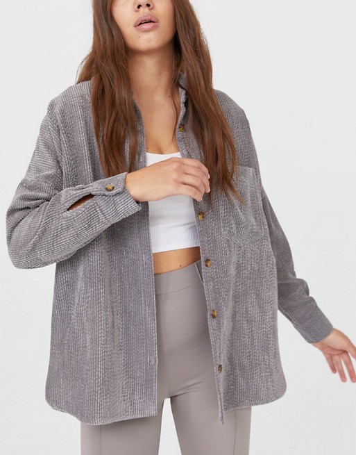 oversized grey corduroy boyfriend shirt