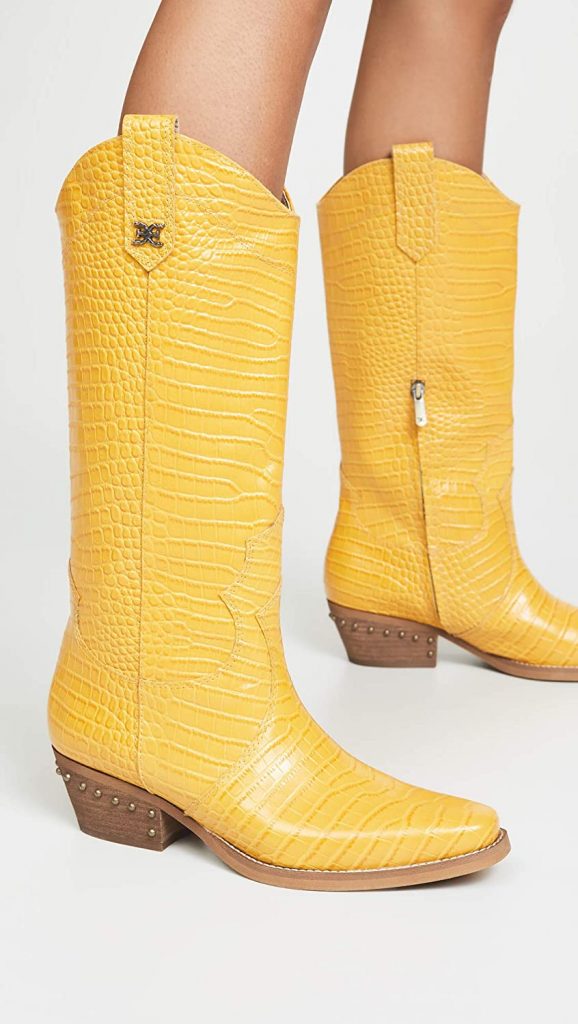 Sam Edleman cowboy boot in bright yellow