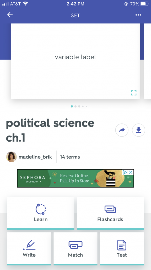 Quizlet screenshot