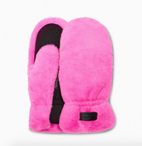 Cutest ski fashion finds - UGG neon ski gloves in pink faux fur