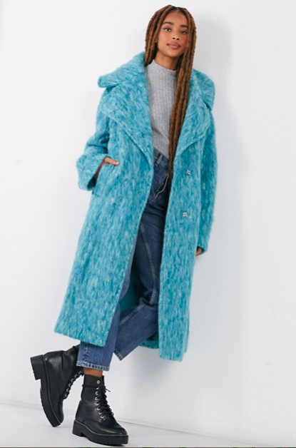 Maxi trench coat in blue