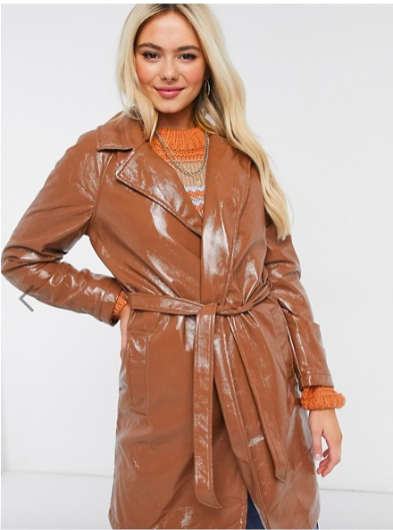 Asos belted trench in camel leather