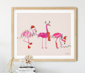 Flamingo watercolor painting