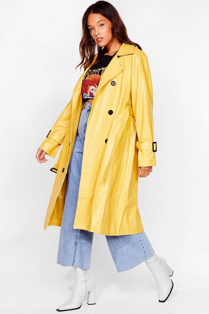 Yellow trench coat from Nasty Gal, color trends 2021