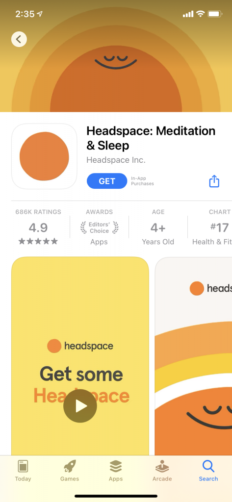 Headspace app screenshot