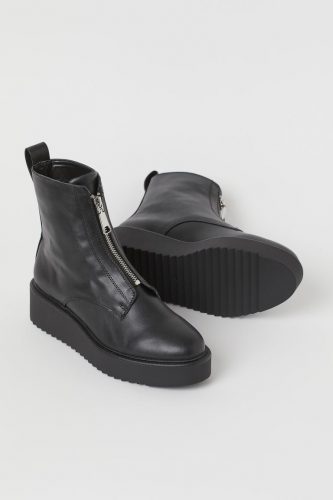 H&M Zipper Front Wedge Heel Booties