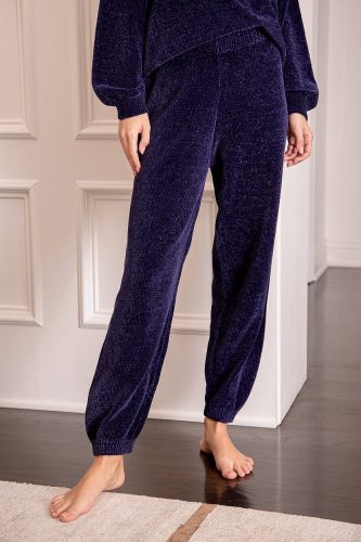 Lulu's Weekend Chiller Navy Blue Chenille Knit Lounge Joggers 