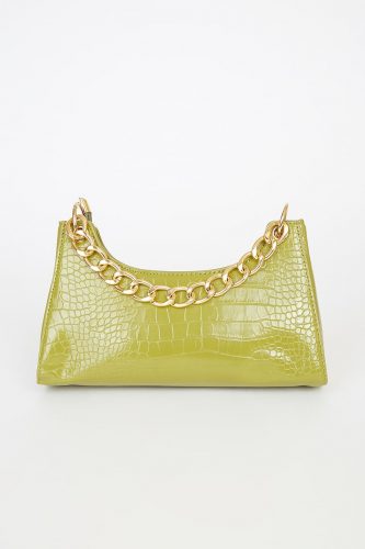 Lulu's Green Crocodile Embossed Handbag