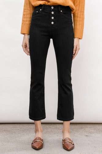 Lulu's High Rise Cropped Kick Flare Jeans