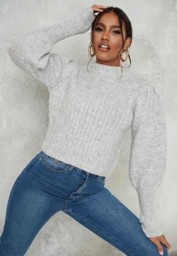Missguided Pleated Puff Sleeve Sweater