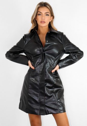 Missguided Faux Leather Seam Detail Jacket Dress