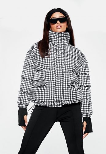 Missguided Houndstooth Puffer Jacket