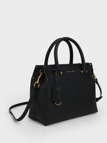 black structured purse with gold details from Charles & Keith