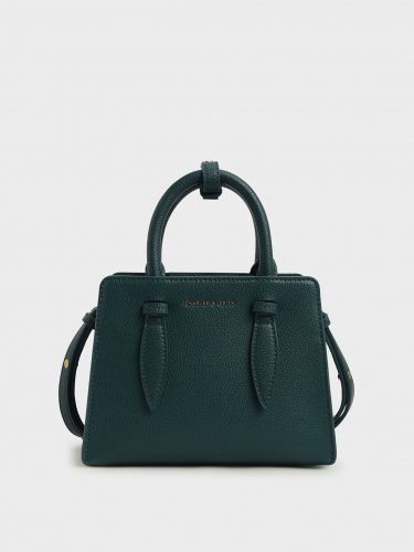 Classic bag: olive green structured bag with silver chain strap from Charles & Keith