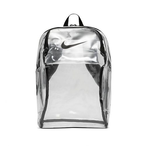 A clear backpack from Nike.