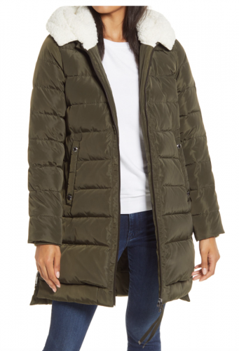 Nordstrom Faux Shearling Hood Puffer Coat