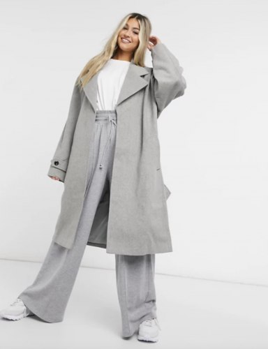 Asos Longline Grey Overcoat