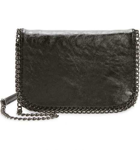 Timeless bag: black faux leather crossbody bag with gunmetal chain strap from Nordstrom