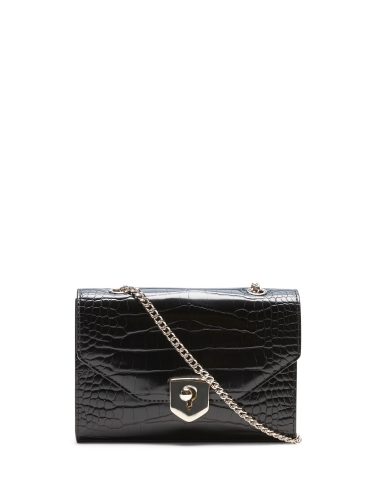 Classic bag: black patent crocodile crossbody bag with silver chain strap from Banana Republic