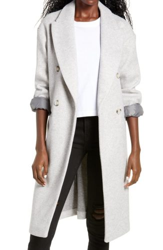 Topshop Long Double Breasted Coat at Nordstrom