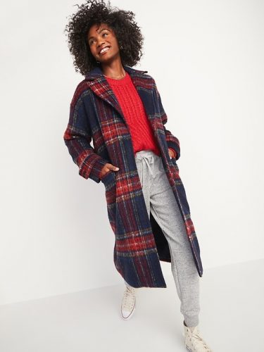 Old Navy Oversized Plaid Brushed Coat